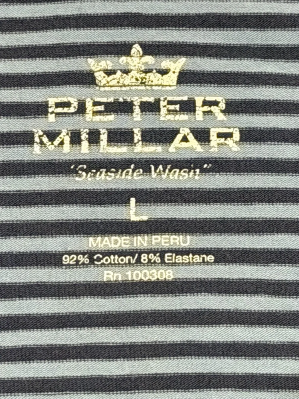 Peter Millar Seaside Wash Striped Polo Shirt Men's Large Excellent Condition